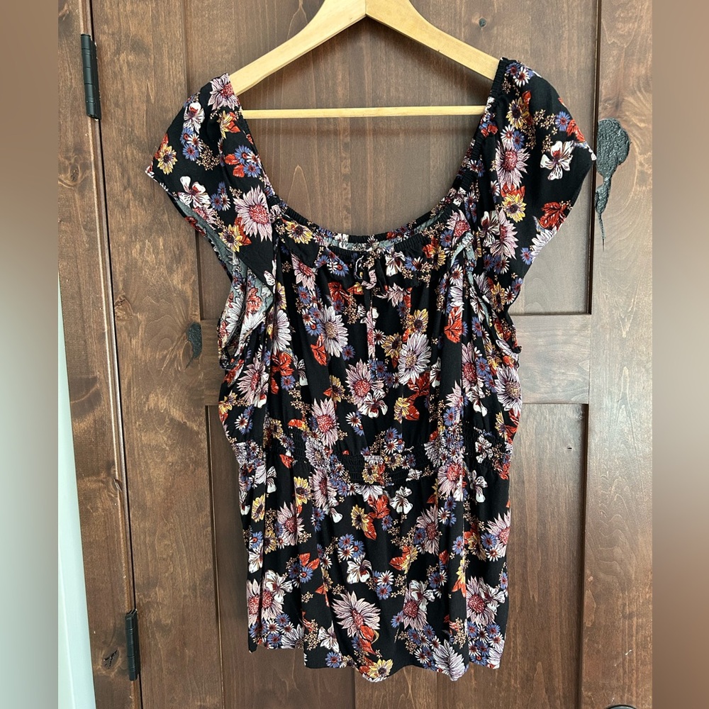 Maurices Flower Print Off the Shoulder Blouse Size 3XL